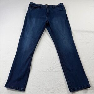 Urban Star Straight Leg Jeans Mens 38x32 Dark Blue Excellent Stretch Denim‎